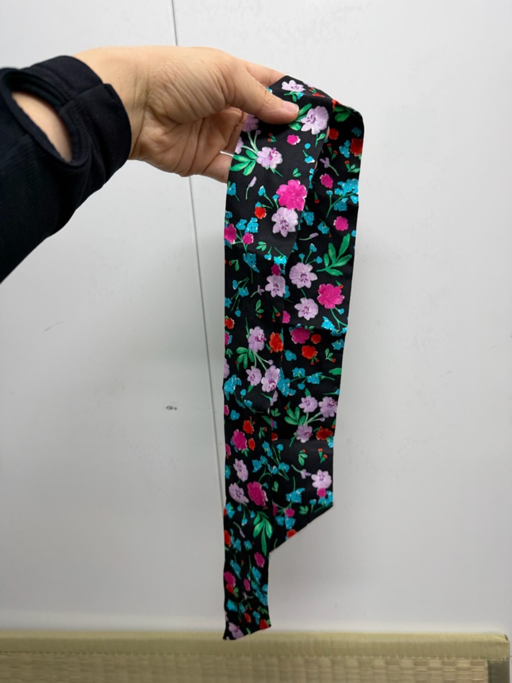 Kate Spade Black Floral Skinny Scarf Tie - Pink, Red & Teal Flowers